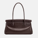 Women's Split Leather Structured Top Handle Shoulder Bag