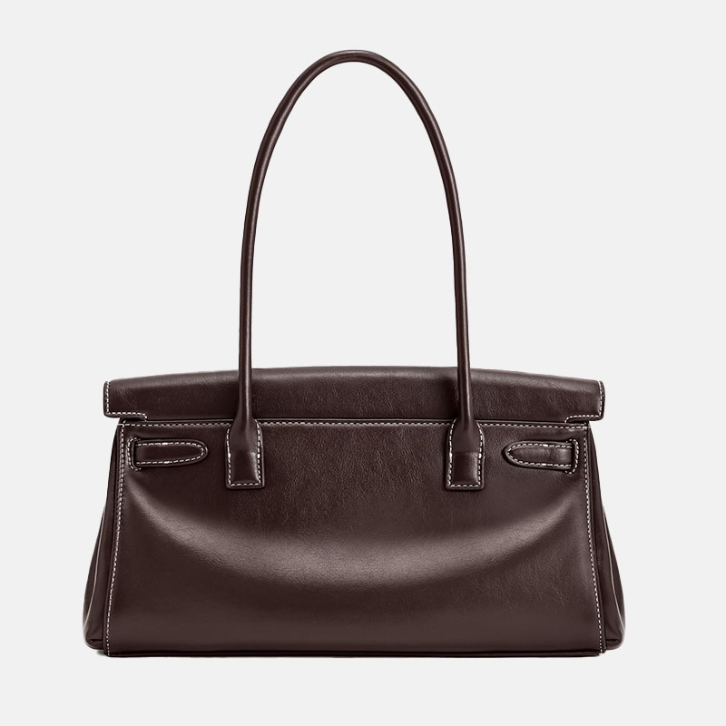 Women's Split Leather Structured Top Handle Shoulder Bag