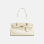 Women's Split Leather Structured Top Handle Shoulder Bag