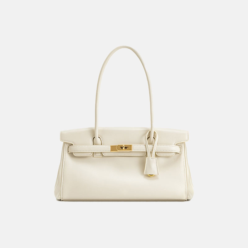 Women's Split Leather Structured Top Handle Shoulder Bag