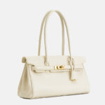 Women's Split Leather Structured Top Handle Shoulder Bag
