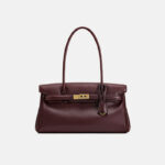 Women's Split Leather Structured Top Handle Shoulder Bag