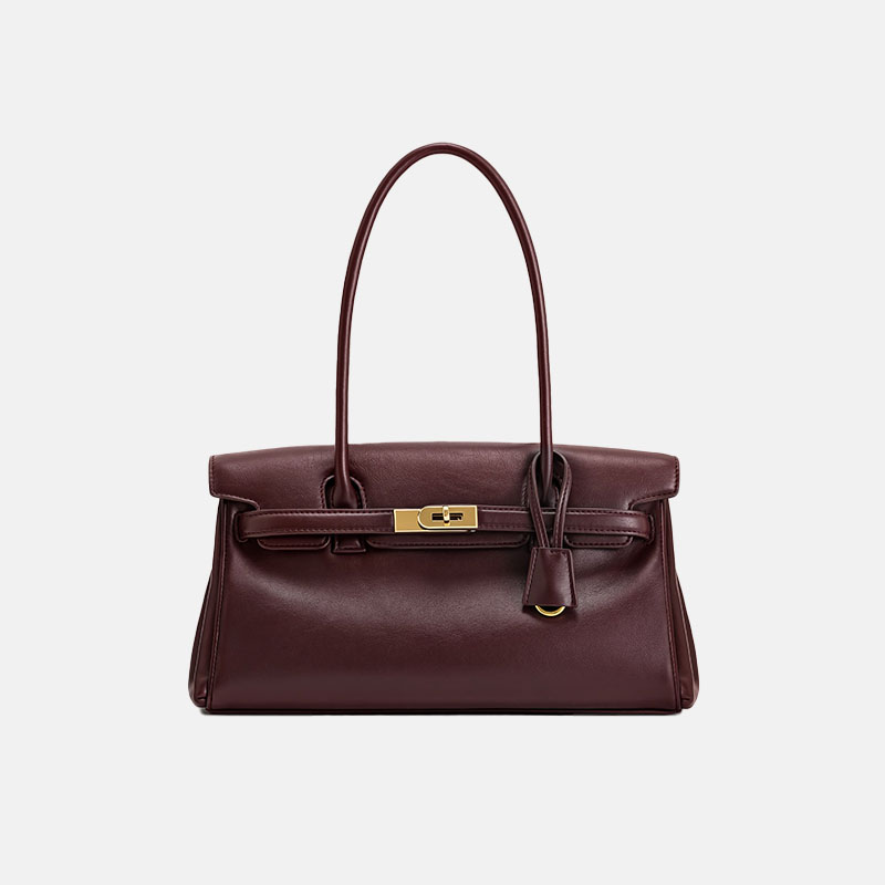 Women's Split Leather Structured Top Handle Shoulder Bag