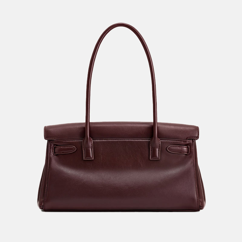 Women's Split Leather Structured Top Handle Shoulder Bag