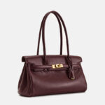 Women's Split Leather Structured Top Handle Shoulder Bag