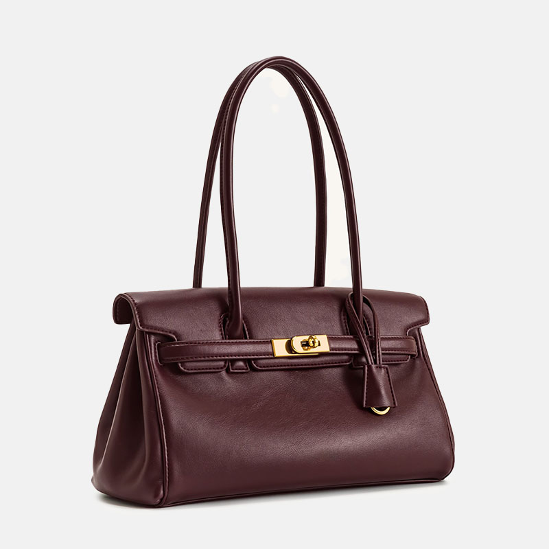 Women's Split Leather Structured Top Handle Shoulder Bag