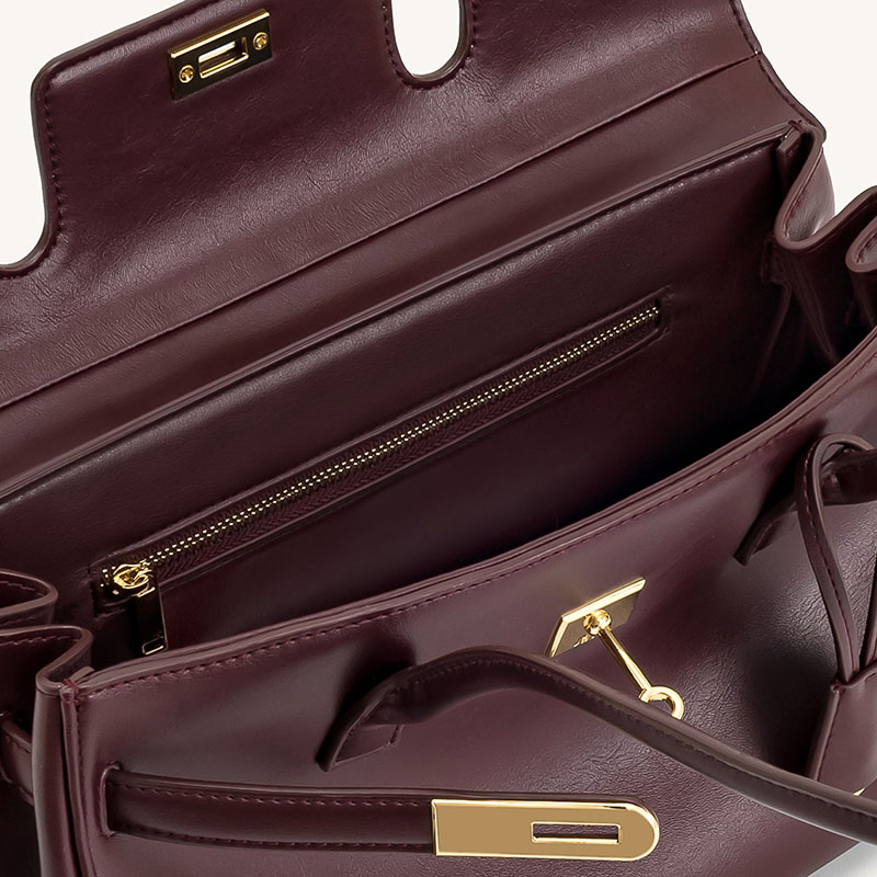 Women's Split Leather Structured Top Handle Shoulder Bag