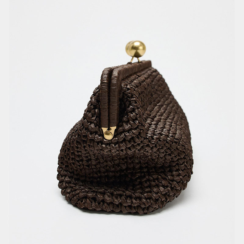 Pochette en tissu pour femme, avec bandoulière à chaîne et fermoir « Kiss Lock »