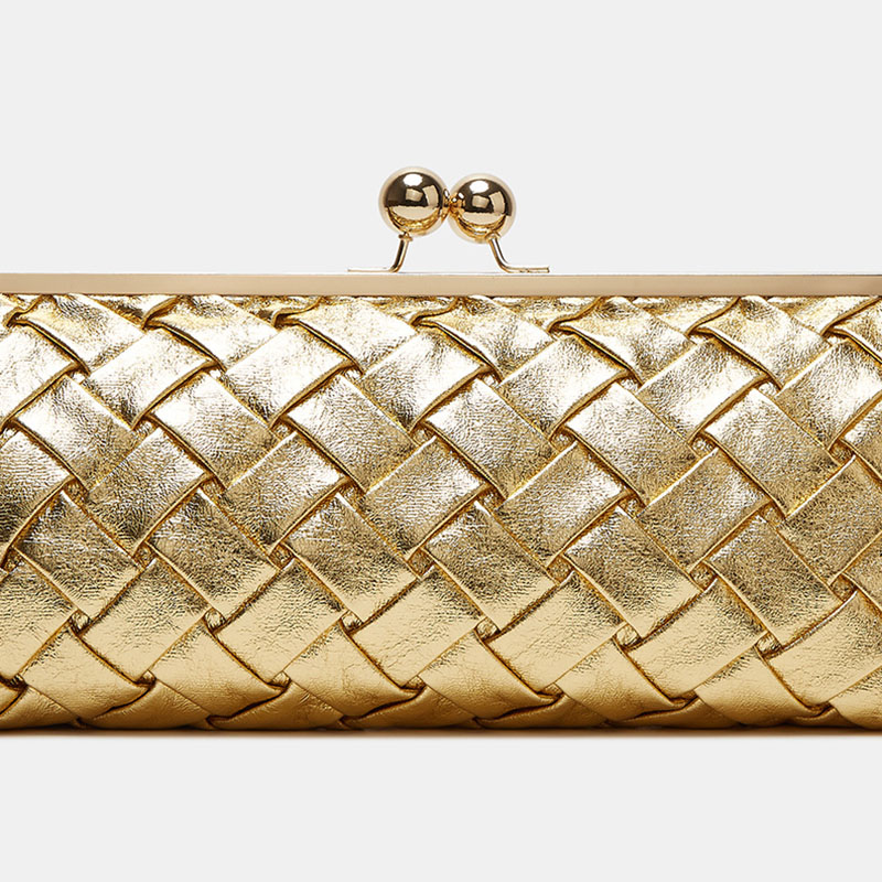 Pochette en tissu pour femme, avec bandoulière à chaîne et fermoir « Kiss Lock »