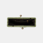Women's Woven Clutch Chain Strap Kiss Lock Bag
