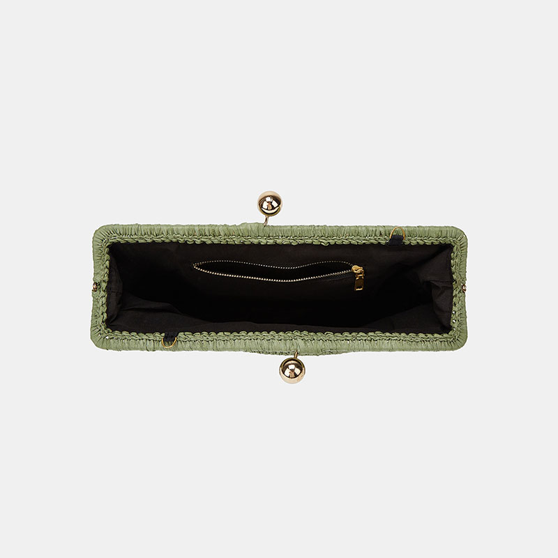Pochette en tissu pour femme, avec bandoulière à chaîne et fermoir « Kiss Lock »