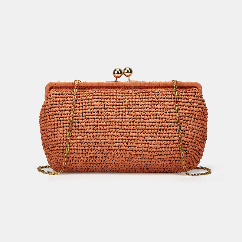 Pochette en tissu pour femme, avec bandoulière à chaîne et fermoir « Kiss Lock »