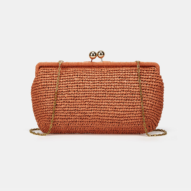Pochette en tissu pour femme, avec bandoulière à chaîne et fermoir « Kiss Lock »