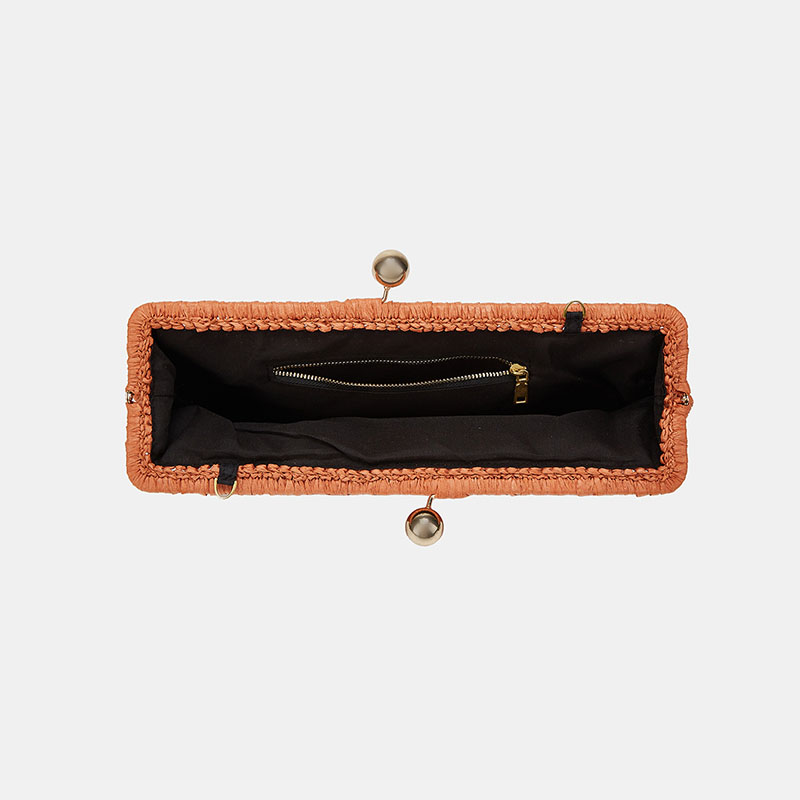 Pochette en tissu pour femme, avec bandoulière à chaîne et fermoir « Kiss Lock »