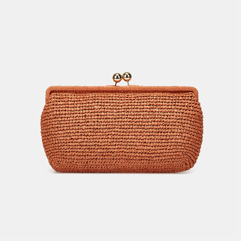 Pochette en tissu pour femme, avec bandoulière à chaîne et fermoir « Kiss Lock »