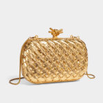Pochette de sac à bandoulière pour femme en cuir vegan, à mailles tressées et fermoir à nœud