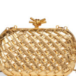 Pochette de sac à bandoulière pour femme en cuir vegan, à mailles tressées et fermoir à nœud