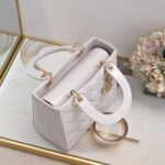 Women's White Quilted Patent Cowhide Leather Medium Tote Bag Gold Hardware