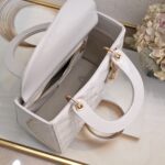 Women's White Quilted Patent Cowhide Leather Medium Tote Bag Gold Hardware
