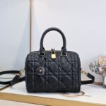 Women's Quilted Cowhide Leather Top Handle Boston Bags 25 - Gold Hardware