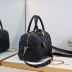 Women's Quilted Cowhide Leather Top Handle Boston Bags 25 - Gold Hardware