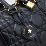 Women's Quilted Cowhide Leather Top Handle Boston Bags 25 - Gold Hardware