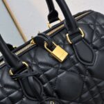 Women's Quilted Cowhide Leather Top Handle Boston Bags 25 - Gold Hardware