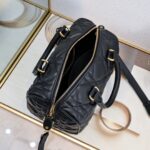 Women's Quilted Cowhide Leather Top Handle Boston Bags 25 - Gold Hardware
