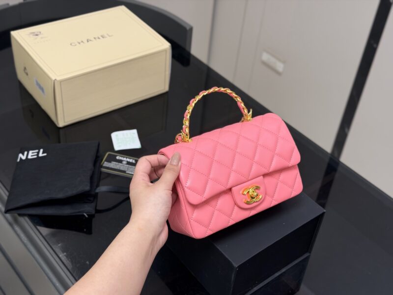 Women's Mini CF Quilted Microfiber Top Handle Chains Bags