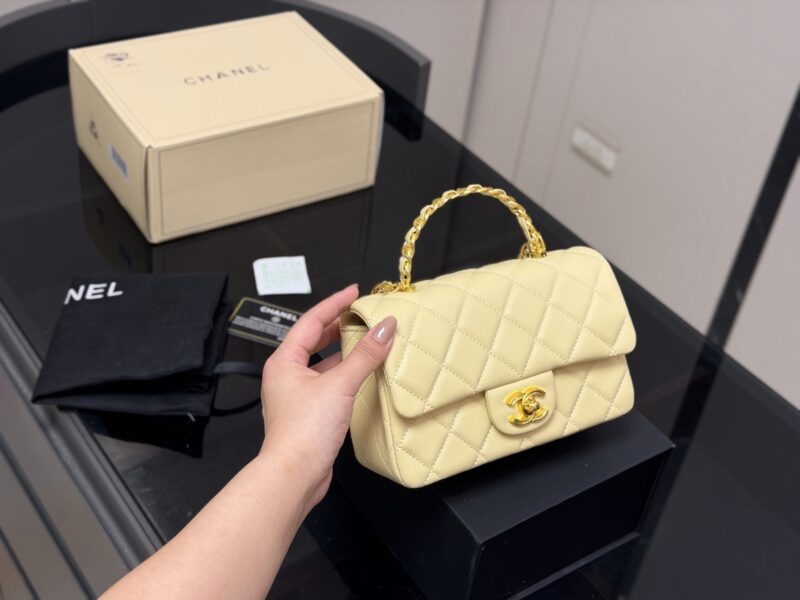 Women's Mini CF Quilted Microfiber Top Handle Chains Bags
