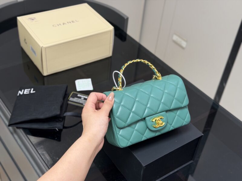 Women's Mini CF Quilted Microfiber Top Handle Chains Bags