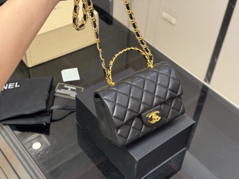 Women's Mini CF Quilted Microfiber Top Handle Chains Bags