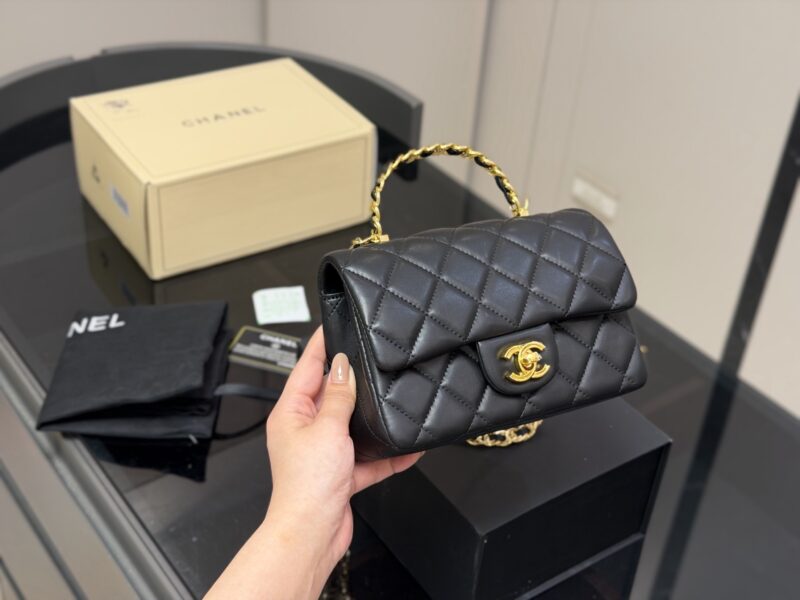 Women's Mini CF Quilted Microfiber Top Handle Chains Bags