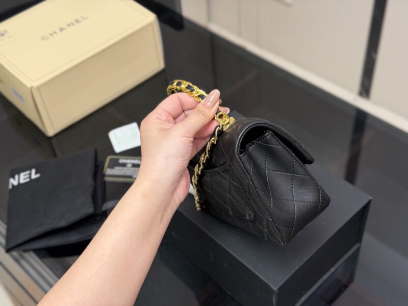 Women's Mini CF Quilted Microfiber Top Handle Chains Bags