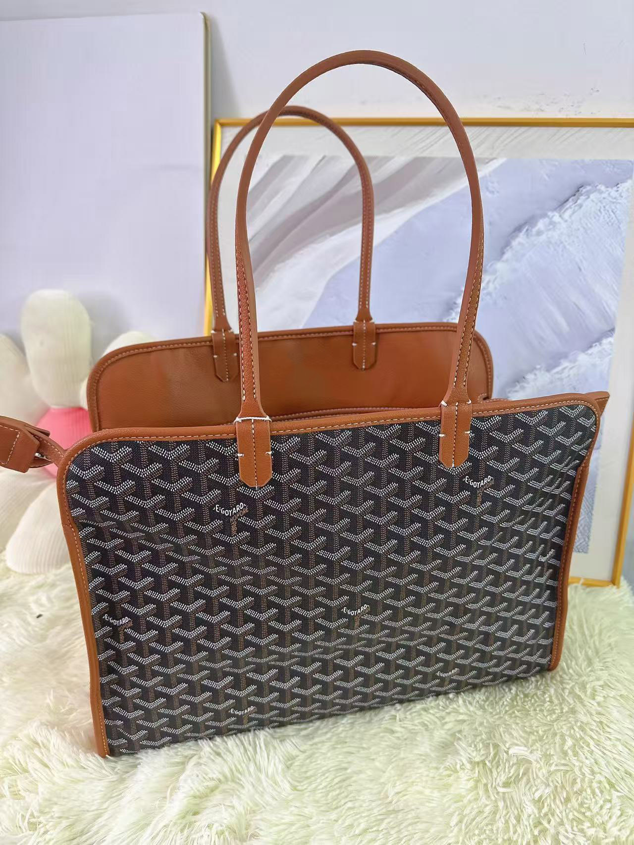 Women's Canvas Full-Grain Leather Trim Print Top Handle Satchel Bag photo review