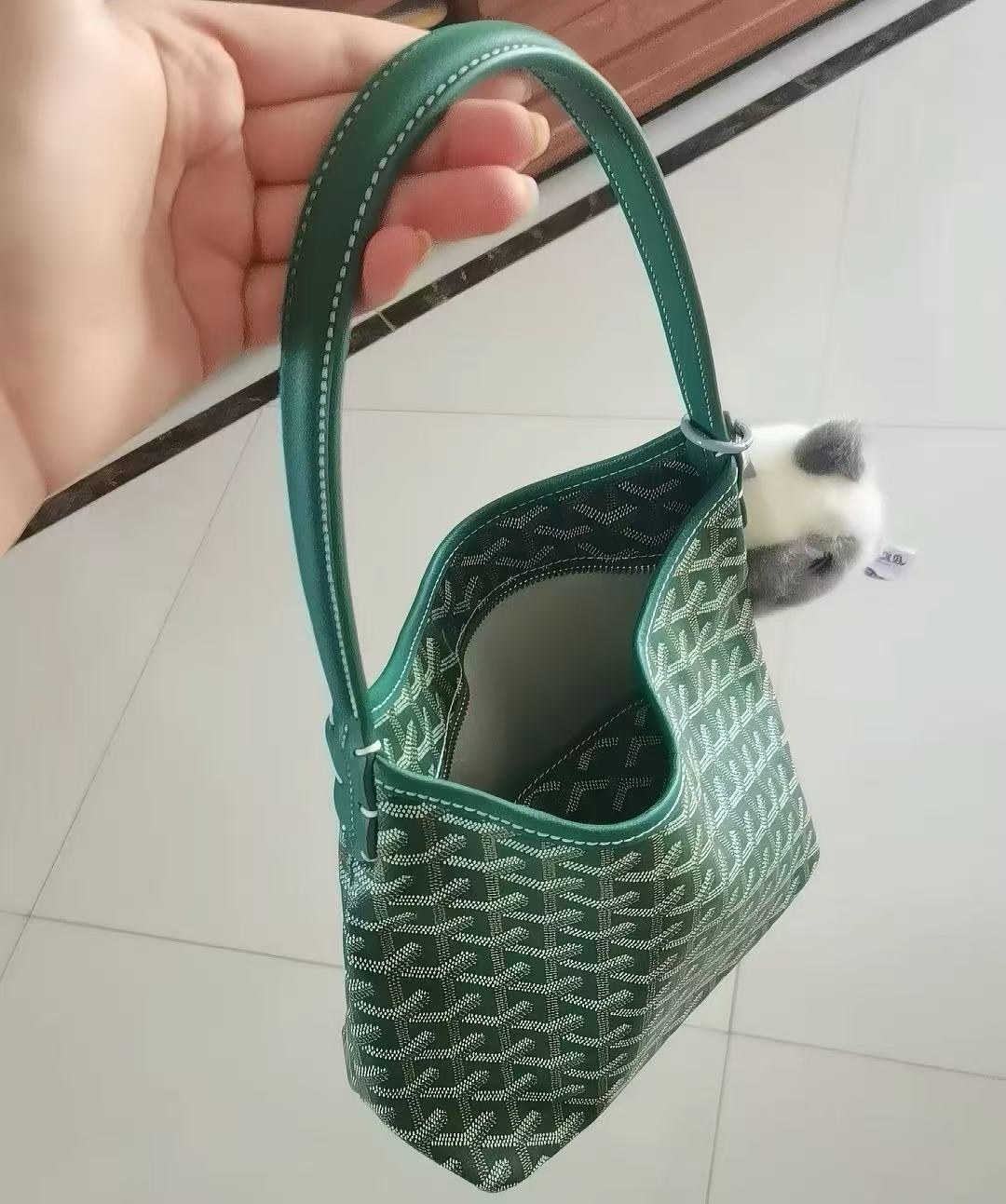 Mini-Hobo-Tasche für Damen aus Canvas mit Lederbesatz photo review