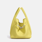 Women's Full-Grain Leather Pebbled Turn-Lock Crossbody Strap Bucket Bags