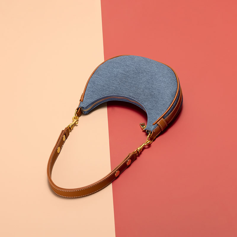 Women's Canvas Rose Texture Gold Hardware Shoulder Hobo Bag