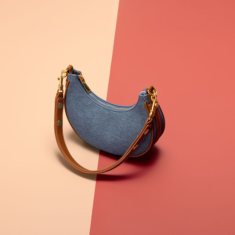 Women's Canvas Rose Texture Gold Hardware Shoulder Hobo Bag