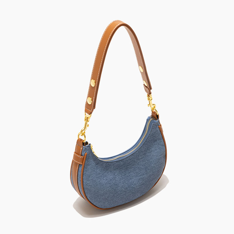 Women's Canvas Rose Texture Gold Hardware Shoulder Hobo Bag