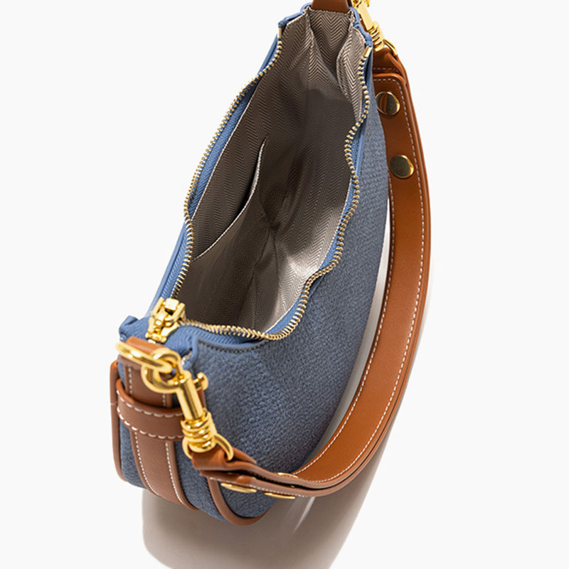 Women's Canvas Rose Texture Gold Hardware Shoulder Hobo Bag