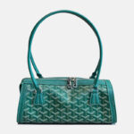 Women's Canvas Full-Grain Leather Trim Print Shoulder Baguette Bag