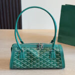 Women's Canvas Full-Grain Leather Trim Print Shoulder Baguette Bag