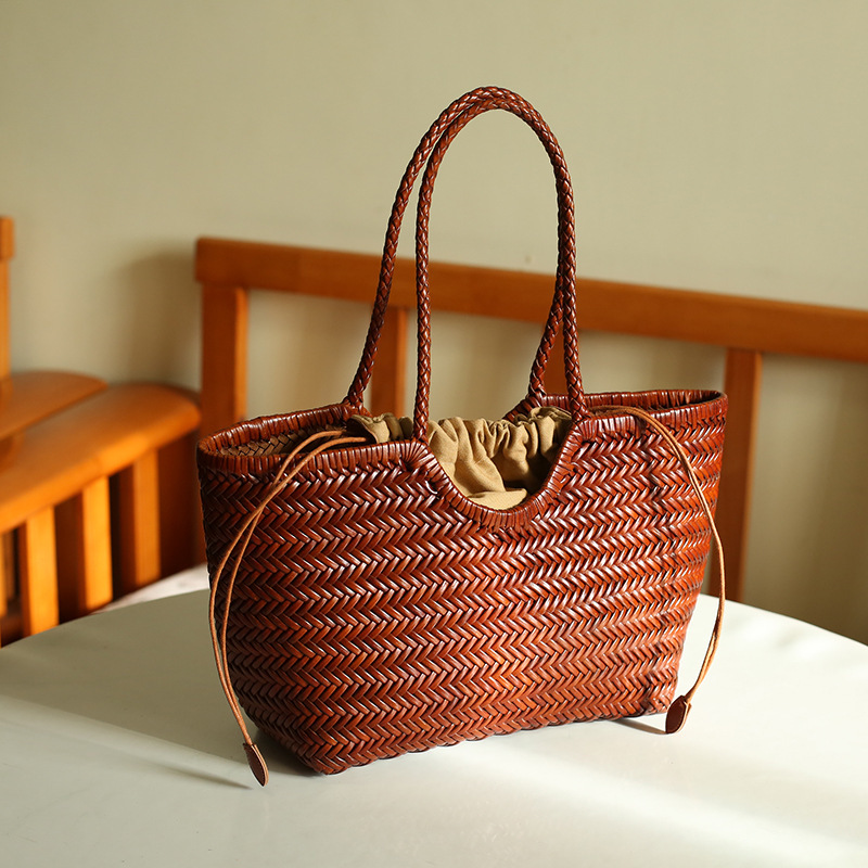 Women's Cowhide Woven Tote Bag