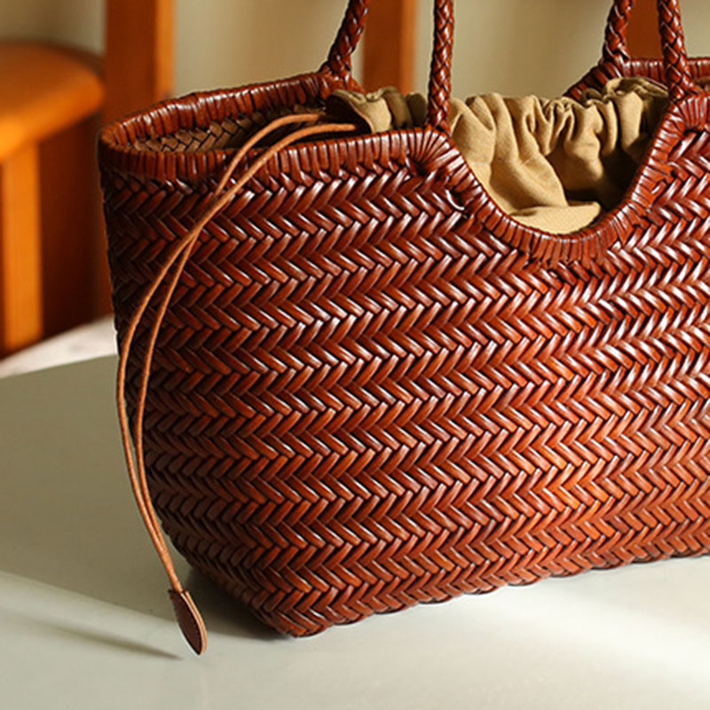 Women's Cowhide Woven Tote Bag