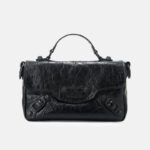 Women's Full-Grain Leather Cracked Flap Top Handle Crossbody Bag