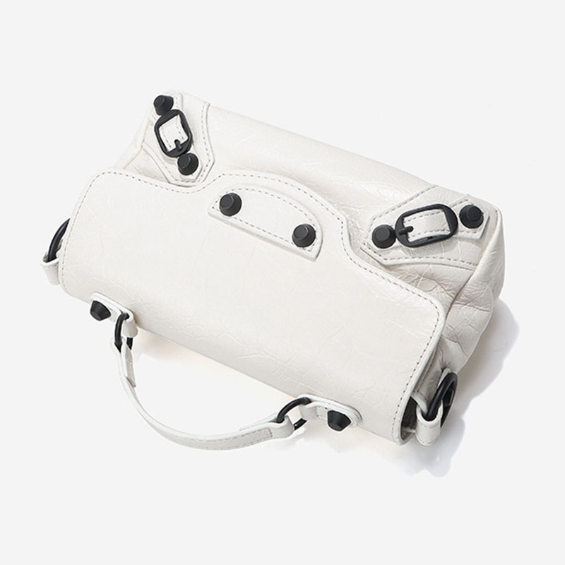 Women's Full-Grain Leather Cracked Flap Top Handle Crossbody Bag