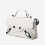 Women's Full-Grain Leather Cracked Flap Top Handle Crossbody Bag