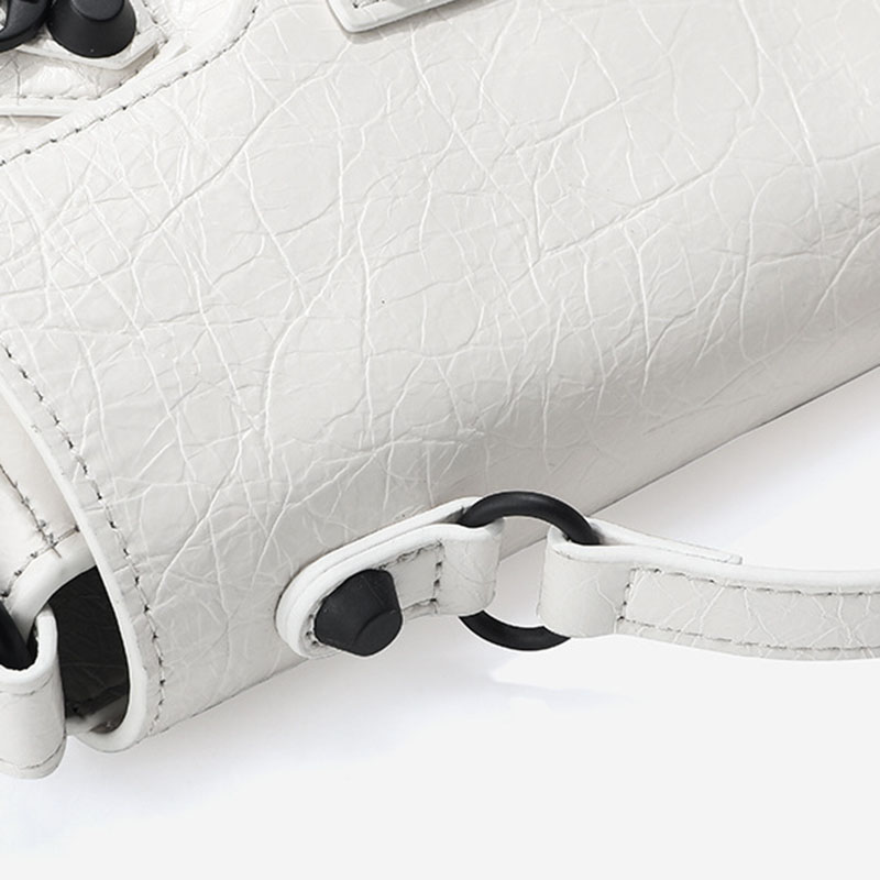 Women's Full-Grain Leather Cracked Flap Top Handle Crossbody Bag