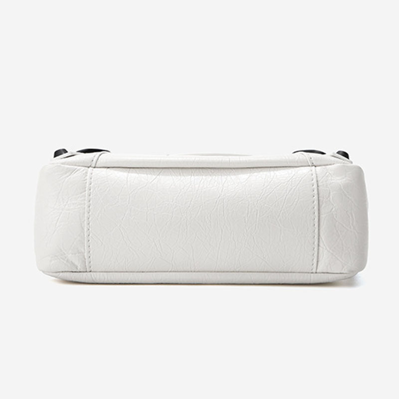 Women's Full-Grain Leather Cracked Flap Top Handle Crossbody Bag